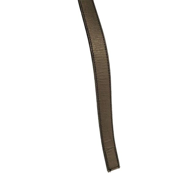 Vintage 80\'s Belt Leather Bronze Ornate Fold Hook Loop Black Buckle Gothic M 34\